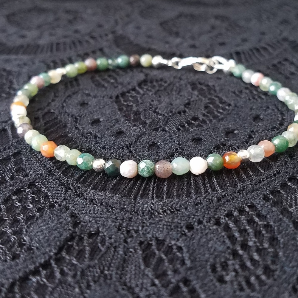 Handmade Indian Agate and Sterling Bracelet